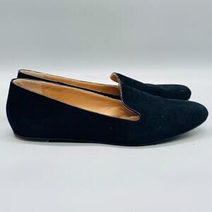 J Crew Shoes Womens 9.5 Black Suede Loafer Flats Slip On Casual Work Office